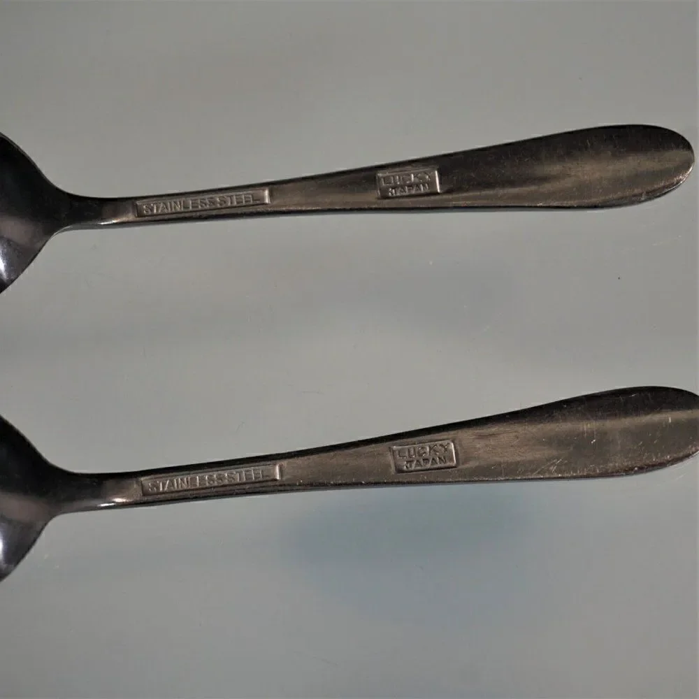 2 Demitasse Spoons Vintage Stainless Steel Lucky Japan
